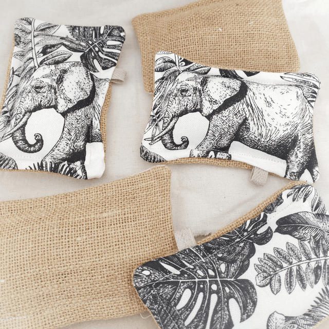 Éponge lavable et réutilisable en coton certifié Oeko-Tex et toile de jute