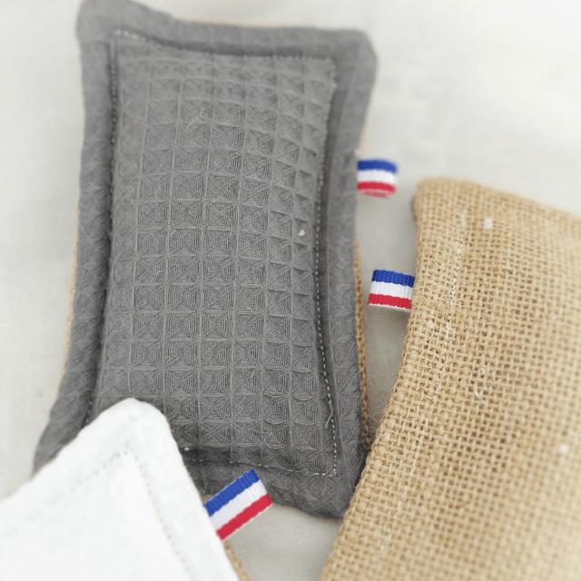 Éponge lavable et réutilisable en coton certifié Oeko-Tex et toile de jute