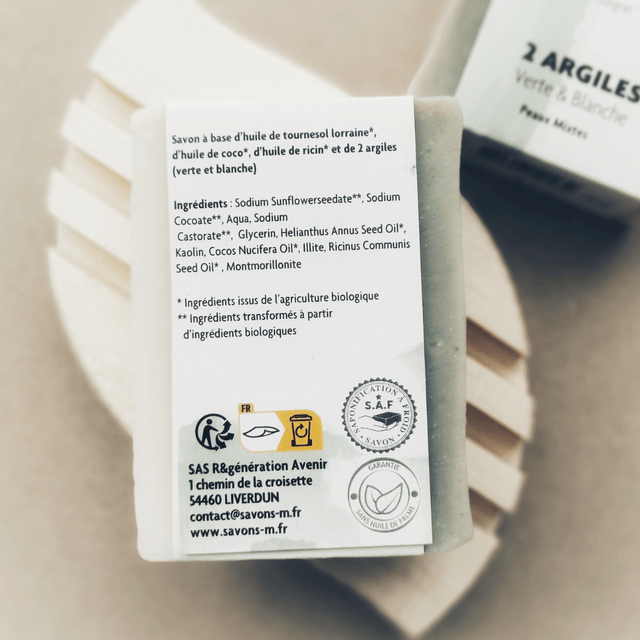 Savon Surgras aux 2 Argiles Verte et Blanche