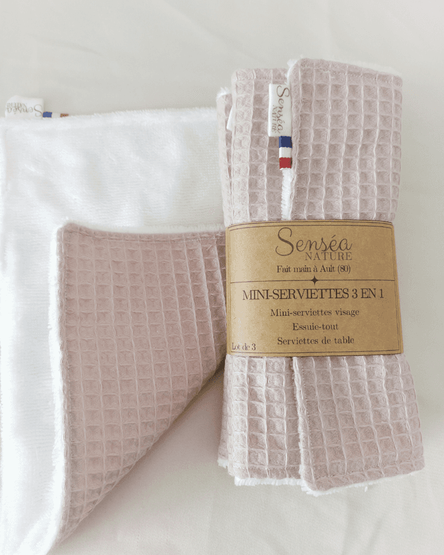 Lot de 3 mini-serviettes 3 en 1 Rose