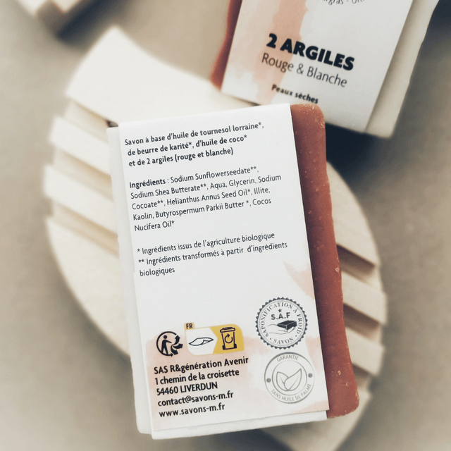 Savon Surgras aux 2 Argiles Rouge et Blanche